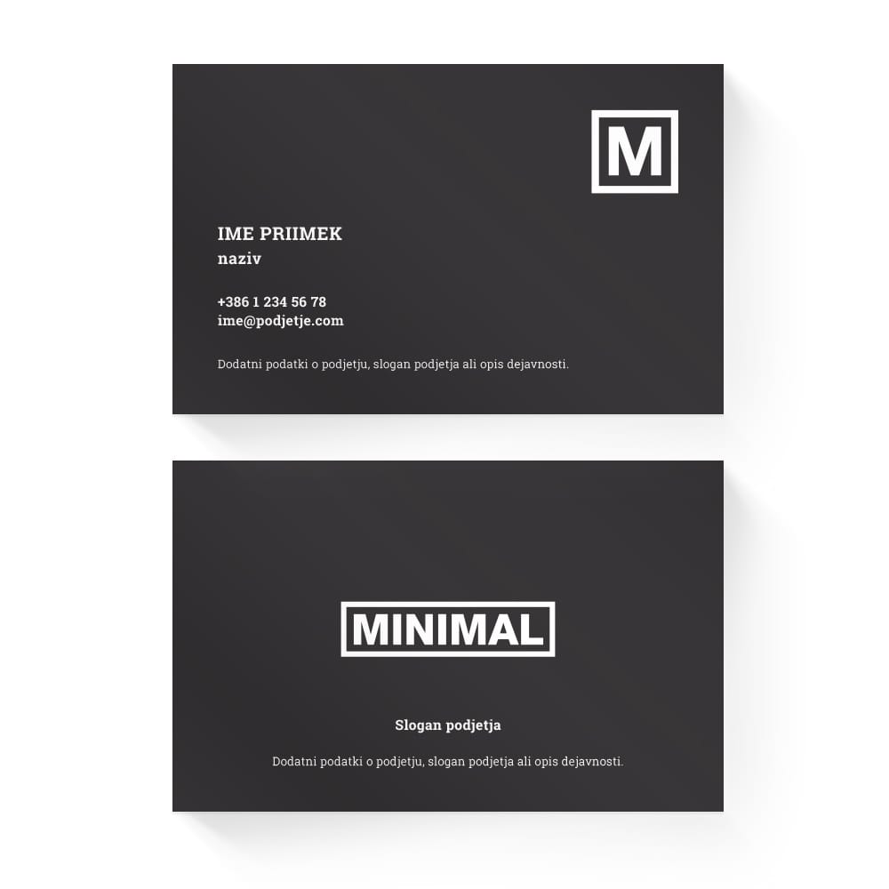 Izdelava vizitk - predloga (Minimal - Črna)