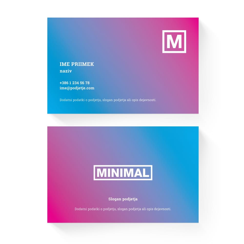 Izdelava vizitk - predloga (Minimal - Neon)