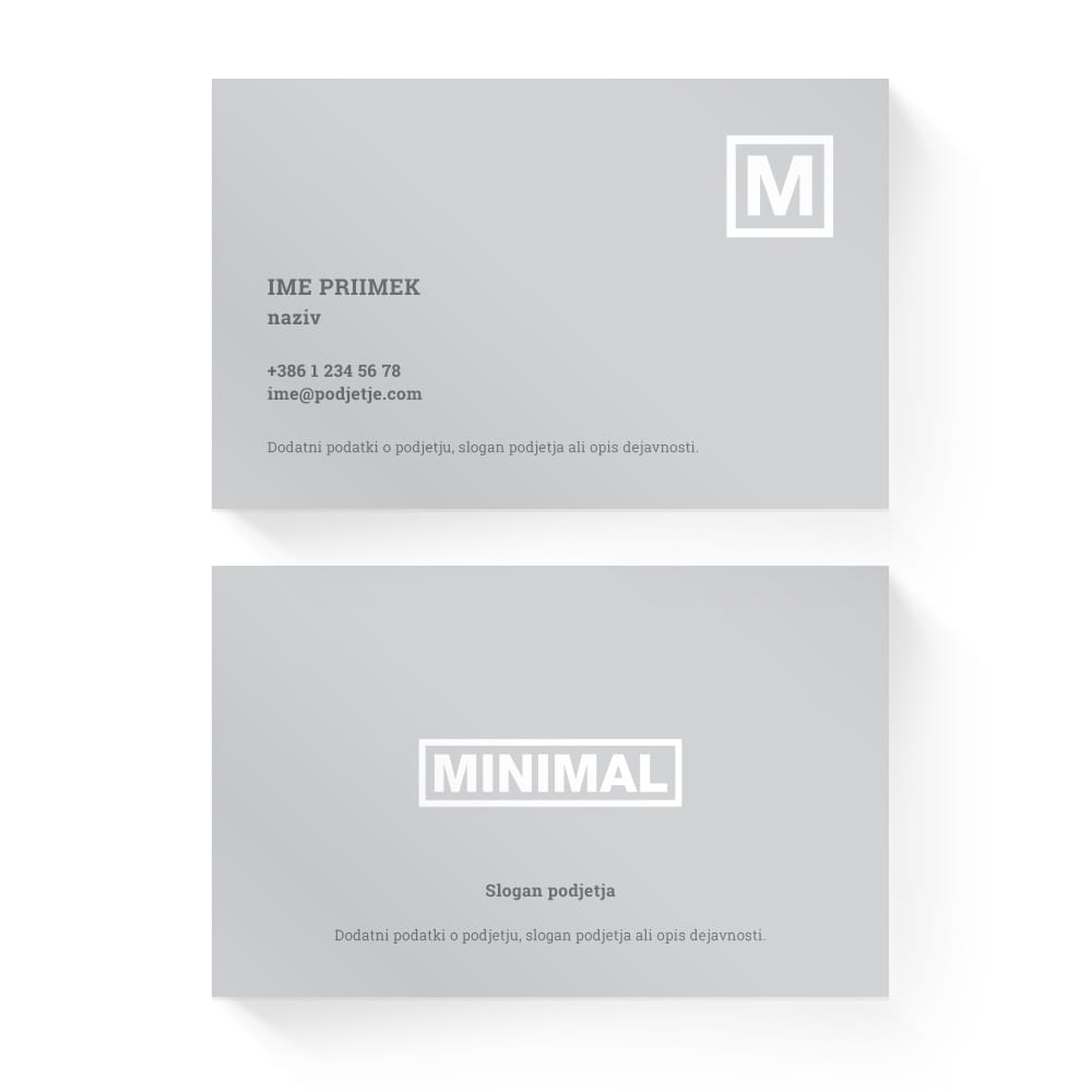 Izdelava vizitk - predloga (Minimal - Siva)