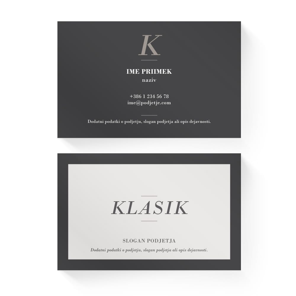 Izdelava vizitk - predloga (Klasik - Črna)