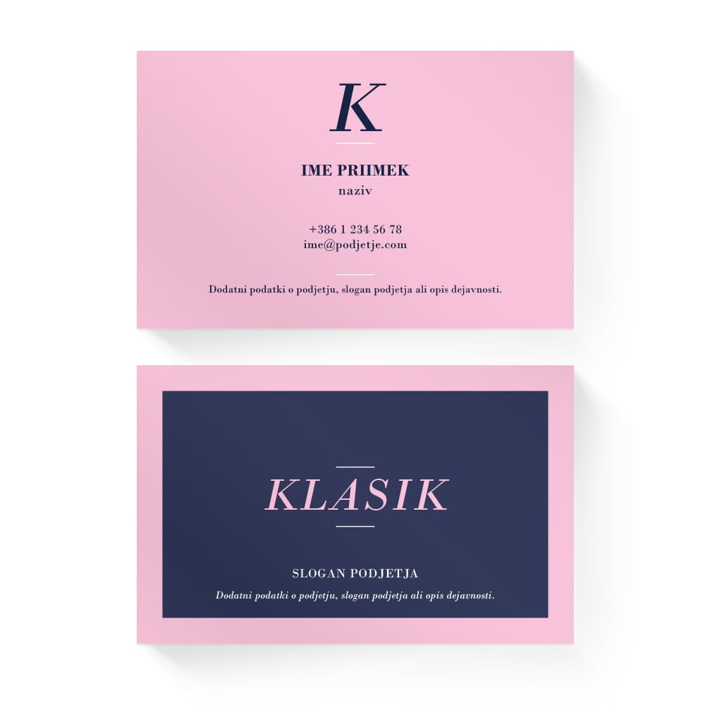 Izdelava vizitk - predloga (Klasik - Pink)
