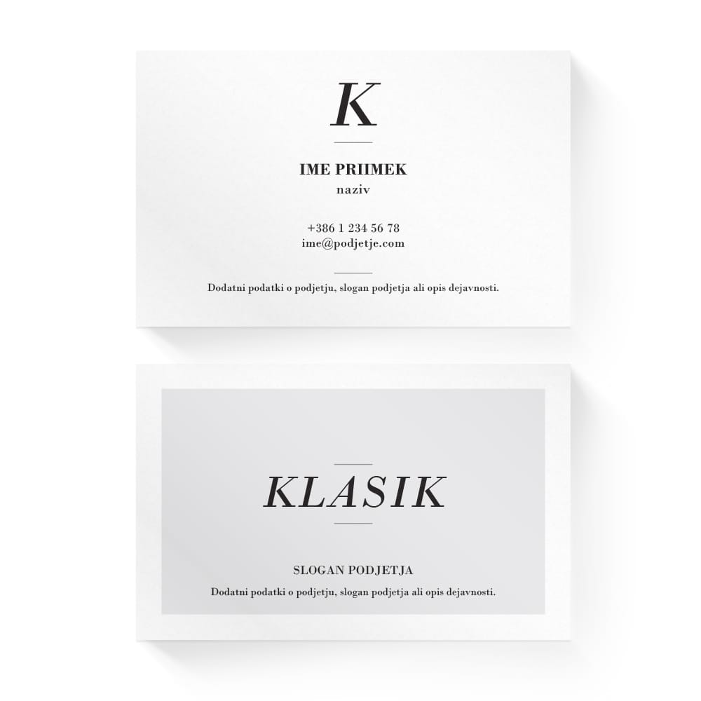 Izdelava vizitk - predloga (Klasik - Bela)
