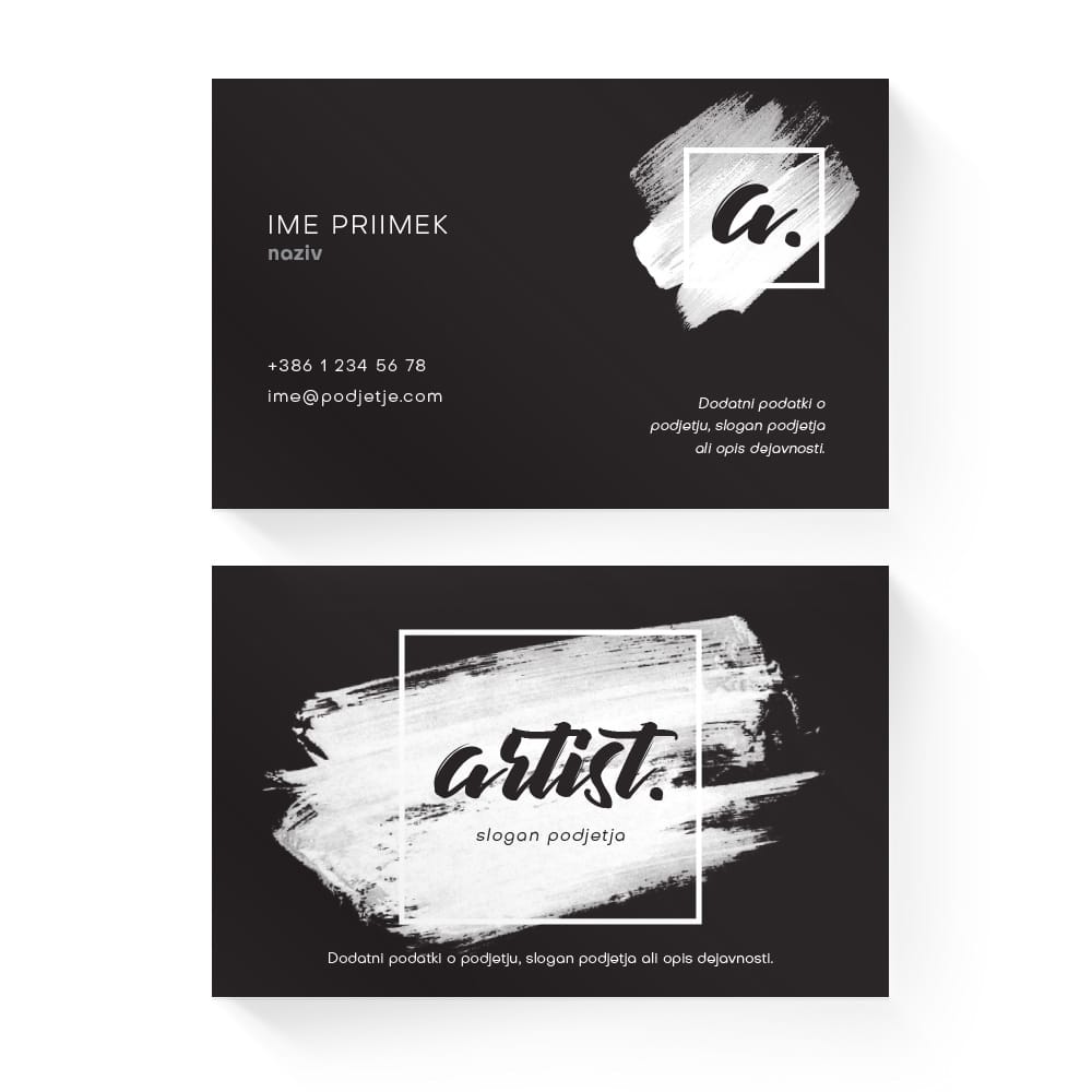 Izdelava vizitk - predloga (Artist - Črna)