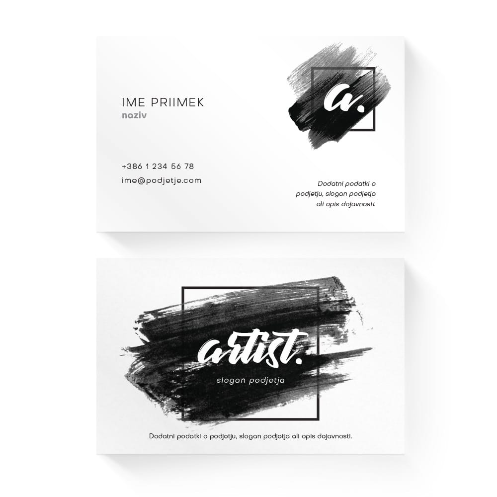 Izdelava vizitk - predloga (Artist - Bela)