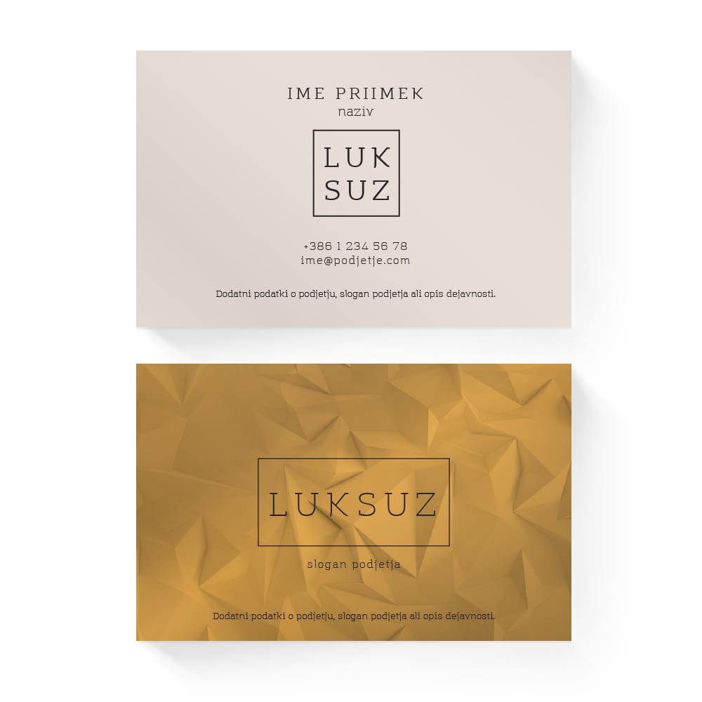 Izdelava vizitk - predloga (Luksuz - Zlata)