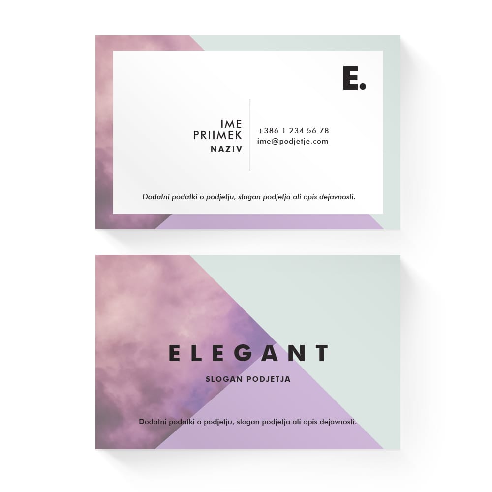 Izdelava vizitk - predloga (Elegant - Viola/Mint)
