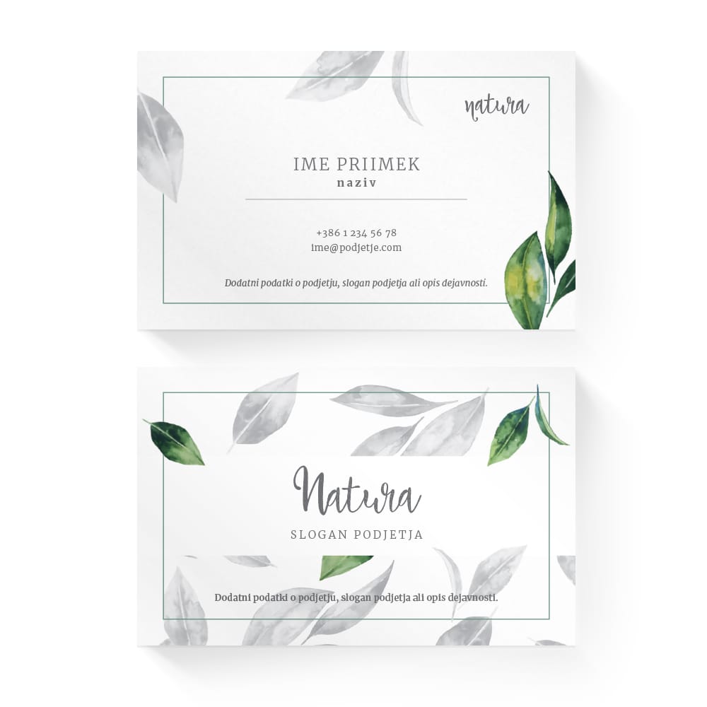 Izdelava vizitk - predloga (Natura - Bela)