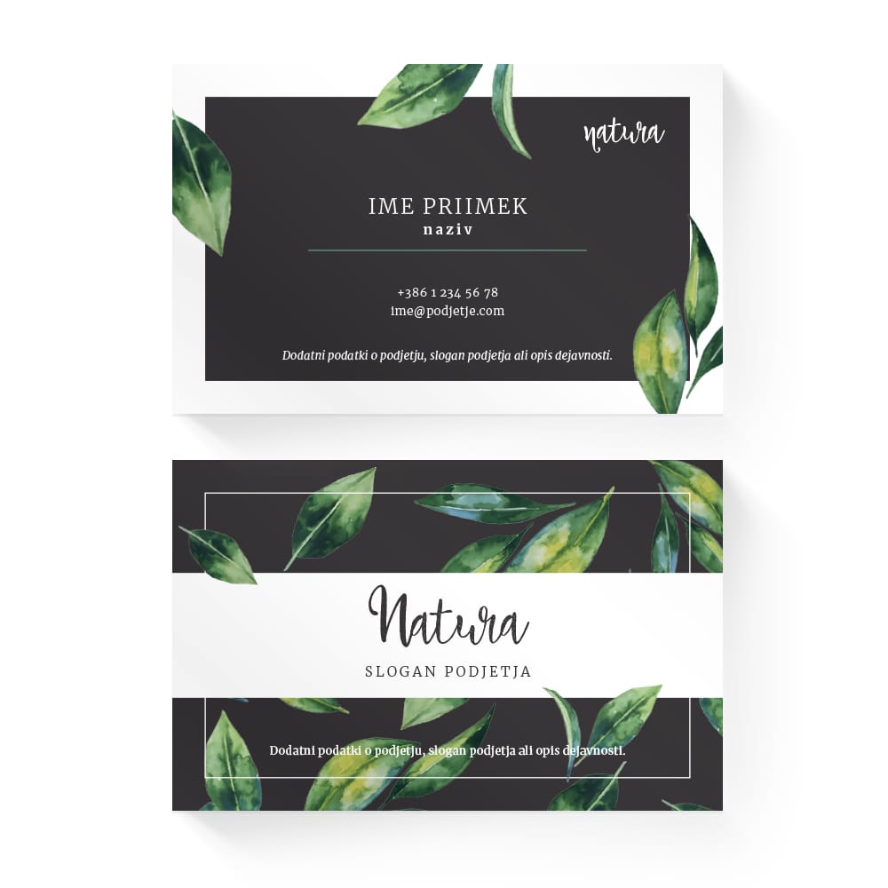 Izdelava vizitk - predloga (Natura - Črna)
