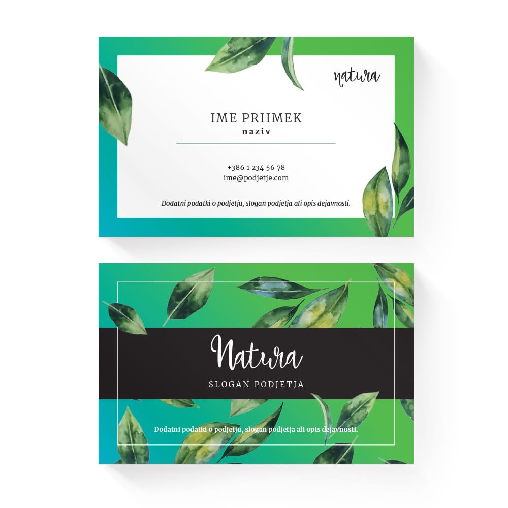 Izdelava vizitk - predloga (Natura - Zelena)