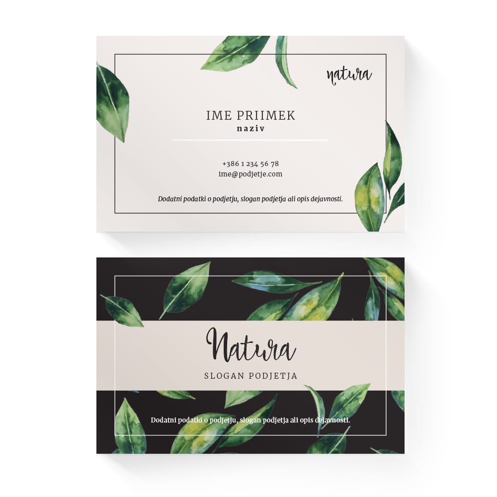 Izdelava vizitk - predloga (Natura - Natura)