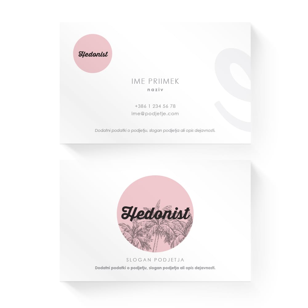 Izdelava vizitk - predloga (Hedonist - Bela)