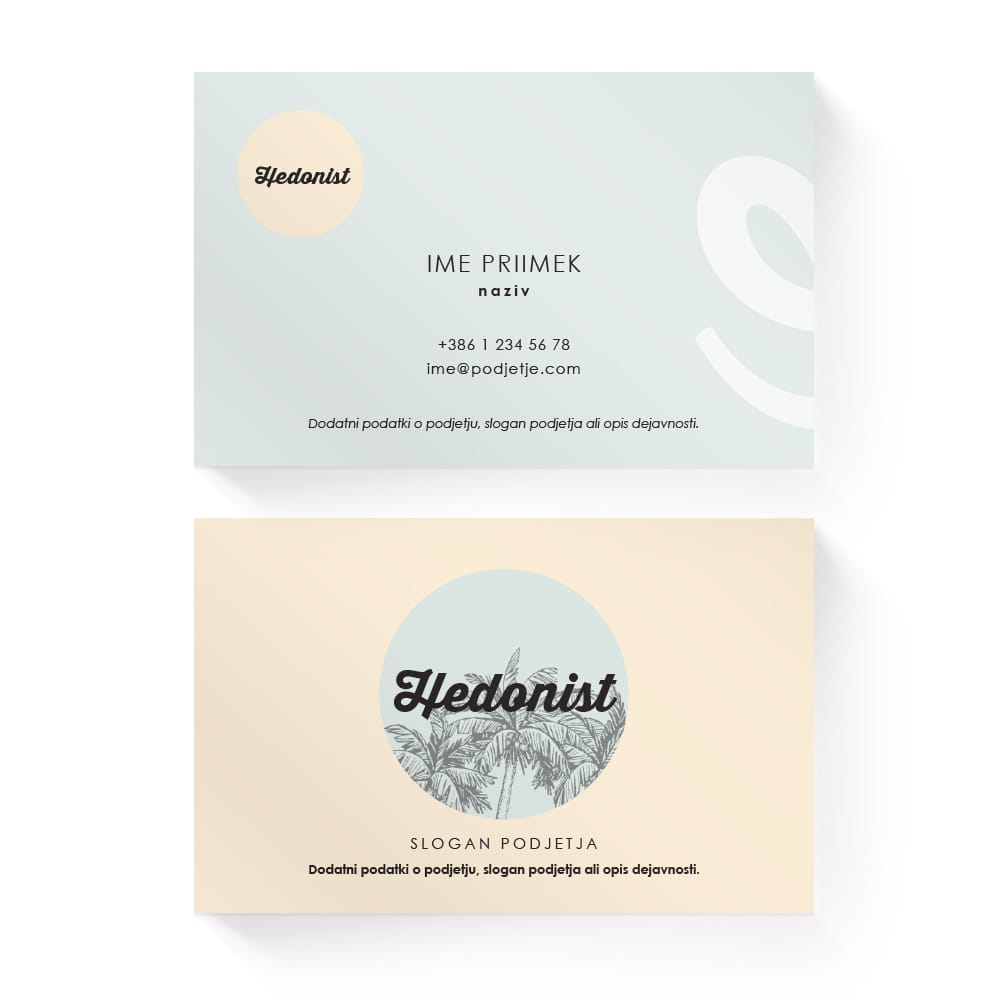 Izdelava vizitk - predloga (Hedonist - Rumena/Mint)