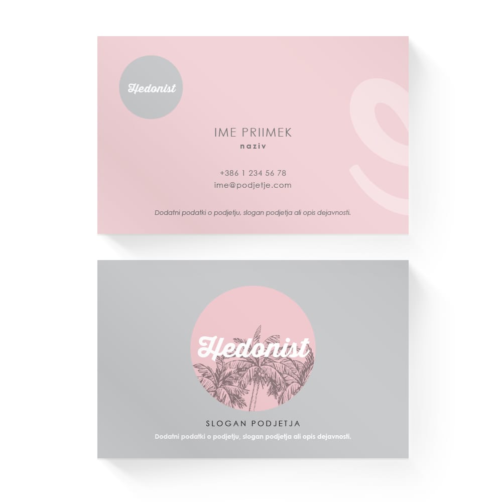 Izdelava vizitk - predloga (Hedonist - Roza/Siva)