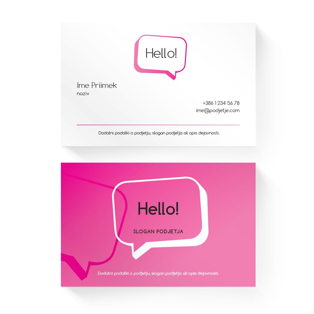 Izdelava vizitk - predloga (Hello - Magenta)