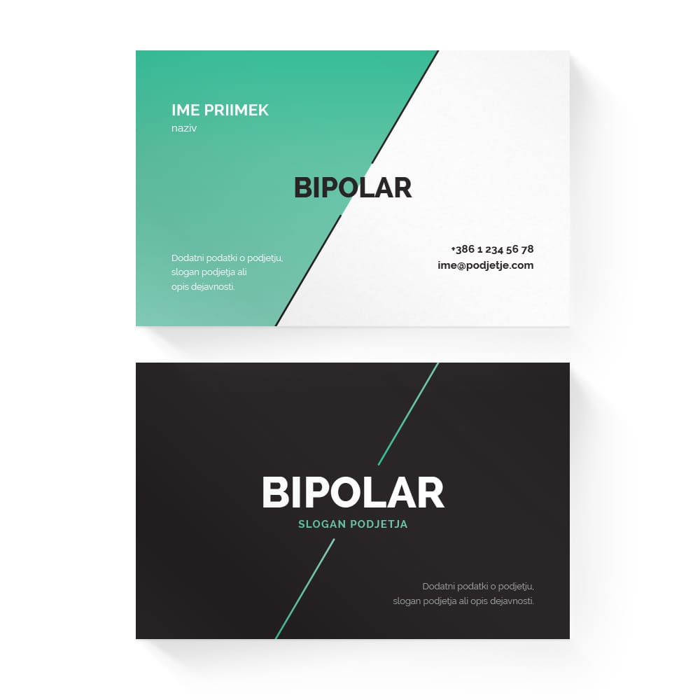 Izdelava vizitk - predloga (Bipolar - Mint/Črna)