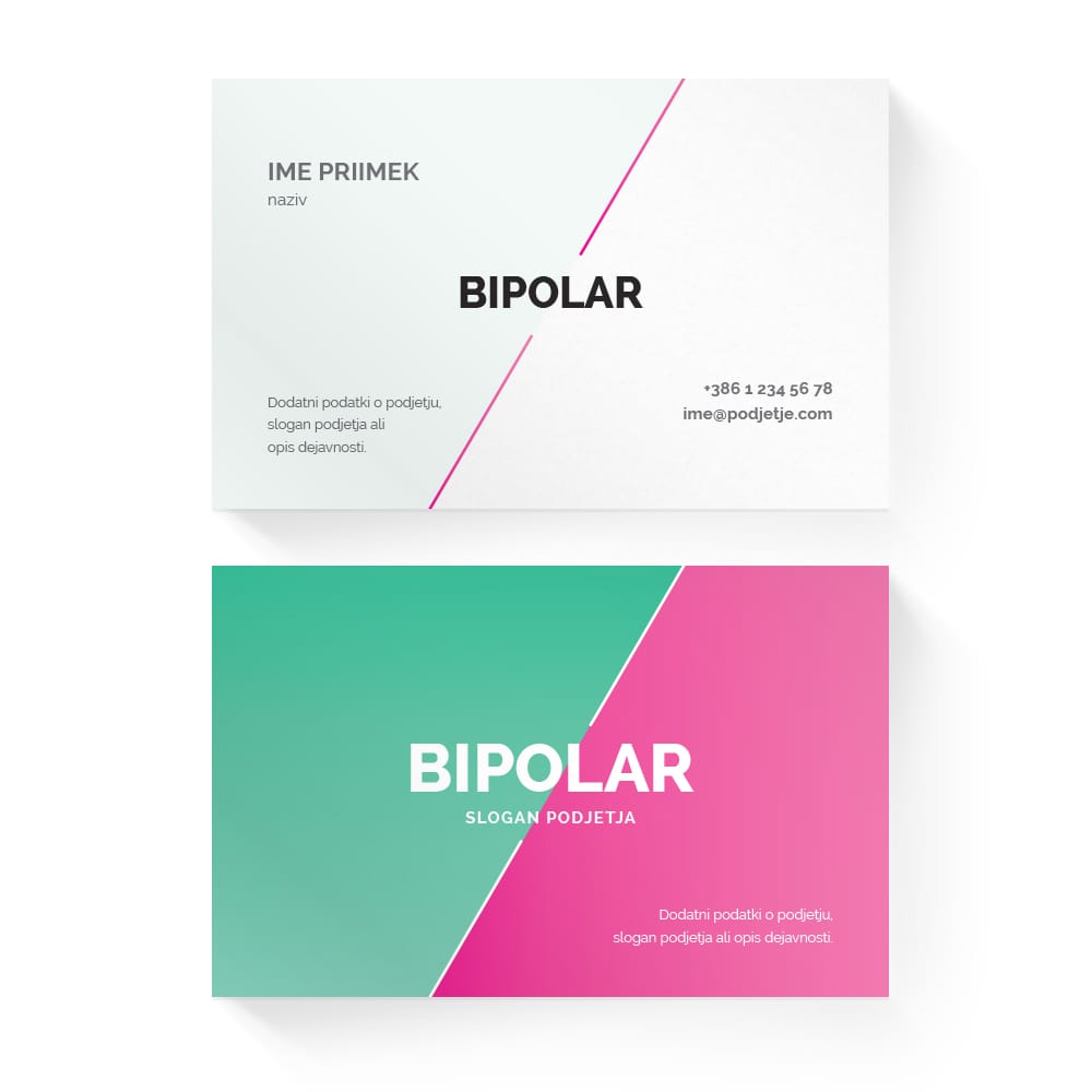 Izdelava vizitk - predloga (Bipolar - Zelena/Pink)